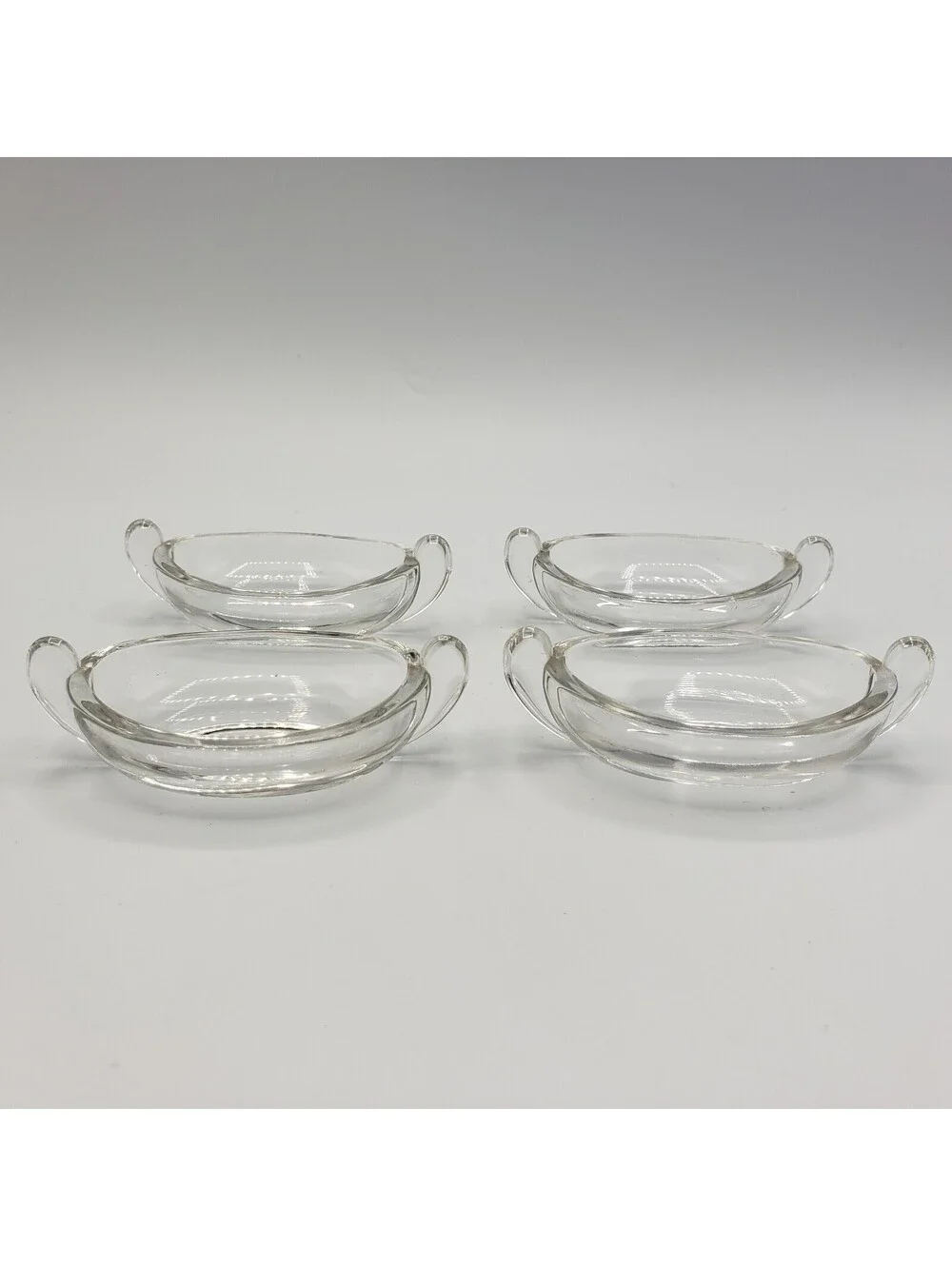 Crystal Clear Glass Salt Cellars Dips Oval Boat Shape QTY 4 Dipping Sauce Bowl